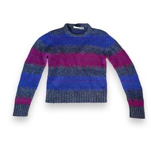 Vintage 80s The Eagle’s Eye Sweater Women’s Size Small Gray Pink Blue Stripes
